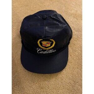 Vintage Cadillac Branded Black Nylon Snapback Hat